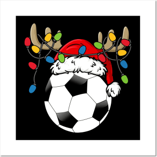 Soccer Santa Hat Snowman Christmas Lights Funny Xmas Squad Posters and Art